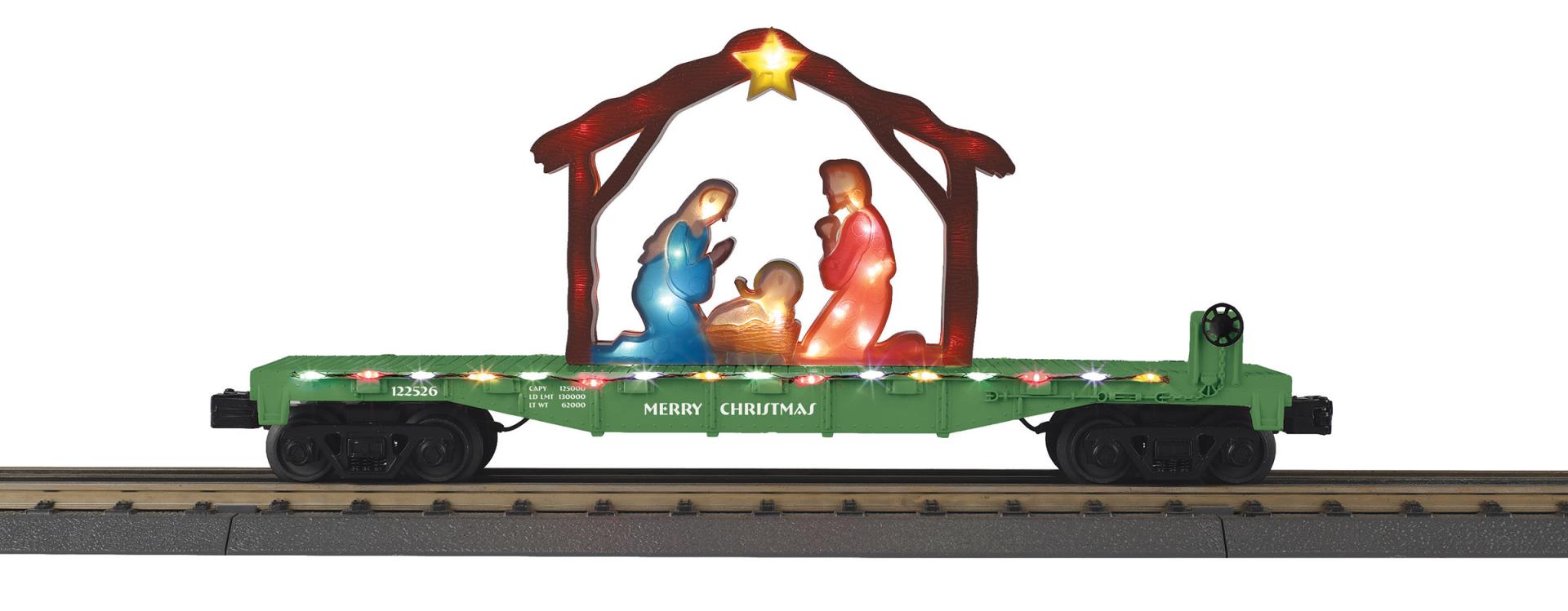 30-76995 CHRISTMAS FLAT CAR W/ LIGHTED NATIVITY SCENE-O