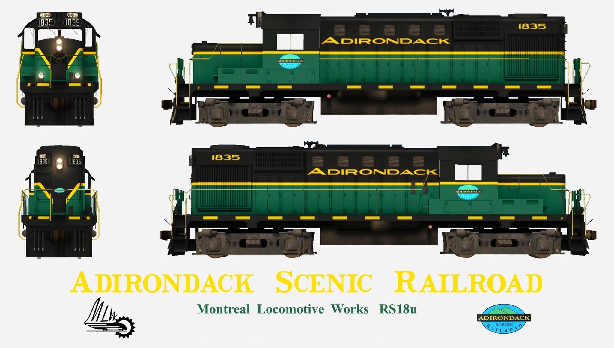 20-22070-1 ADIRONDACK RAILROAD ALCO RS18U #1835-O