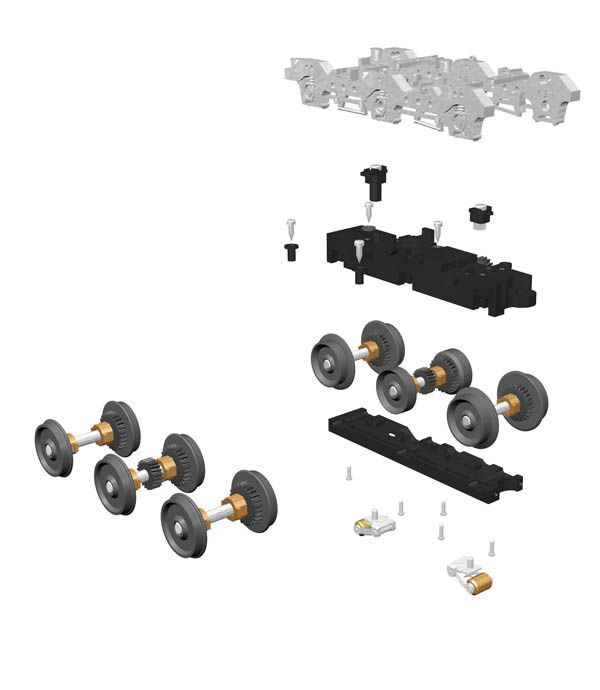20-89008 PREMIER PROTO-SCALE 4-AXLE HIGHRAIL DIESEL LOCOMOTIVE WHEEL SET-O
