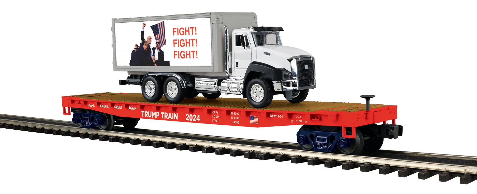 20-95803 DONALD J. TRUMP FLAT CAR WITH BOX TRUCK LOAD-O