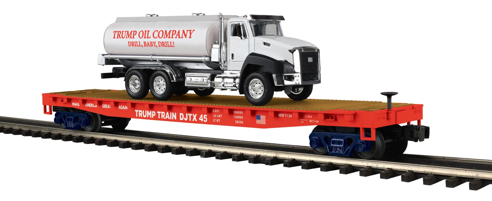 20-95804 DONALD J. TRUMP FLAT CAR WITH TANKER TRUCK LOAD-O