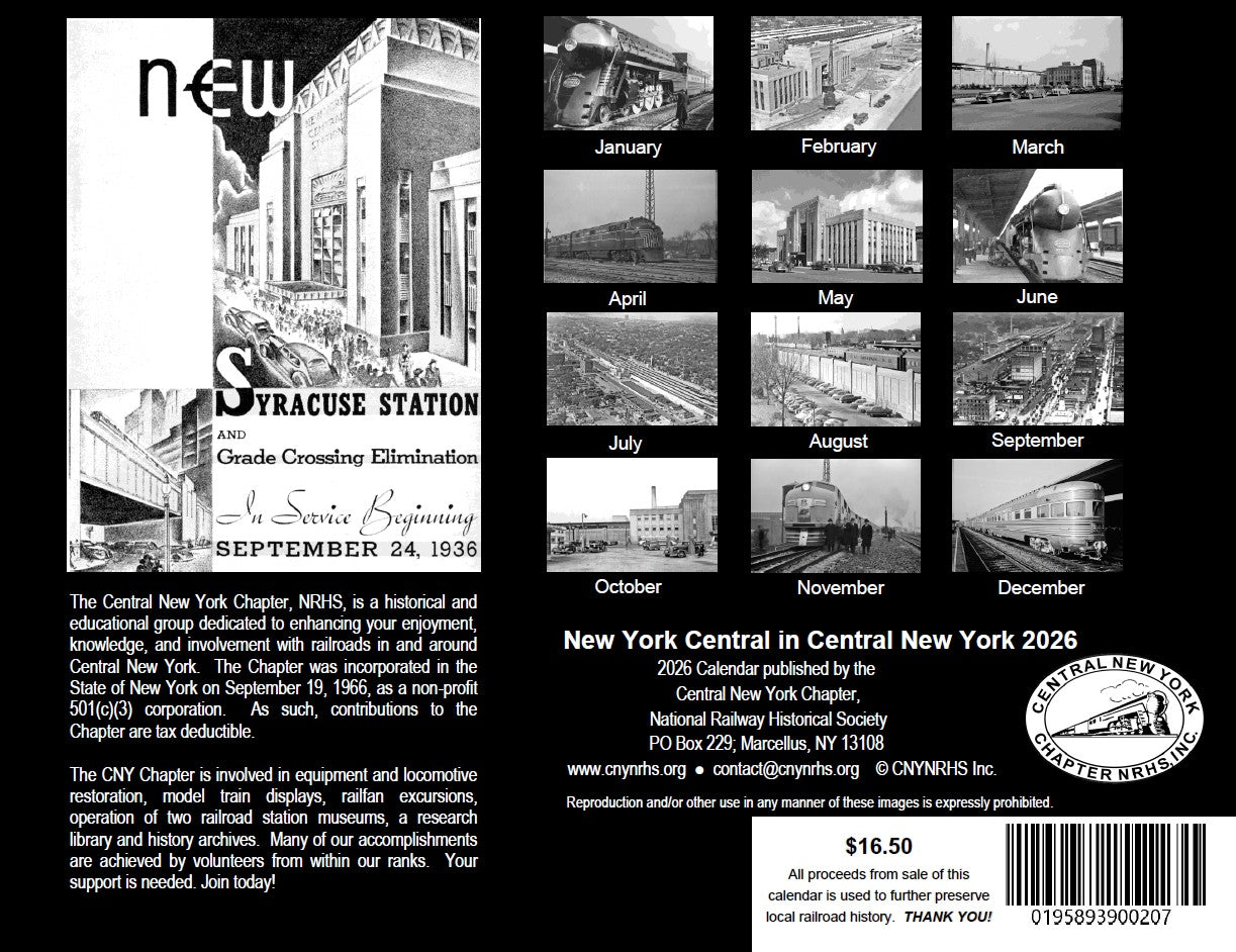 2026 NEW YORK CENTRAL IN CENTRAL NEW YORK CALENDAR
