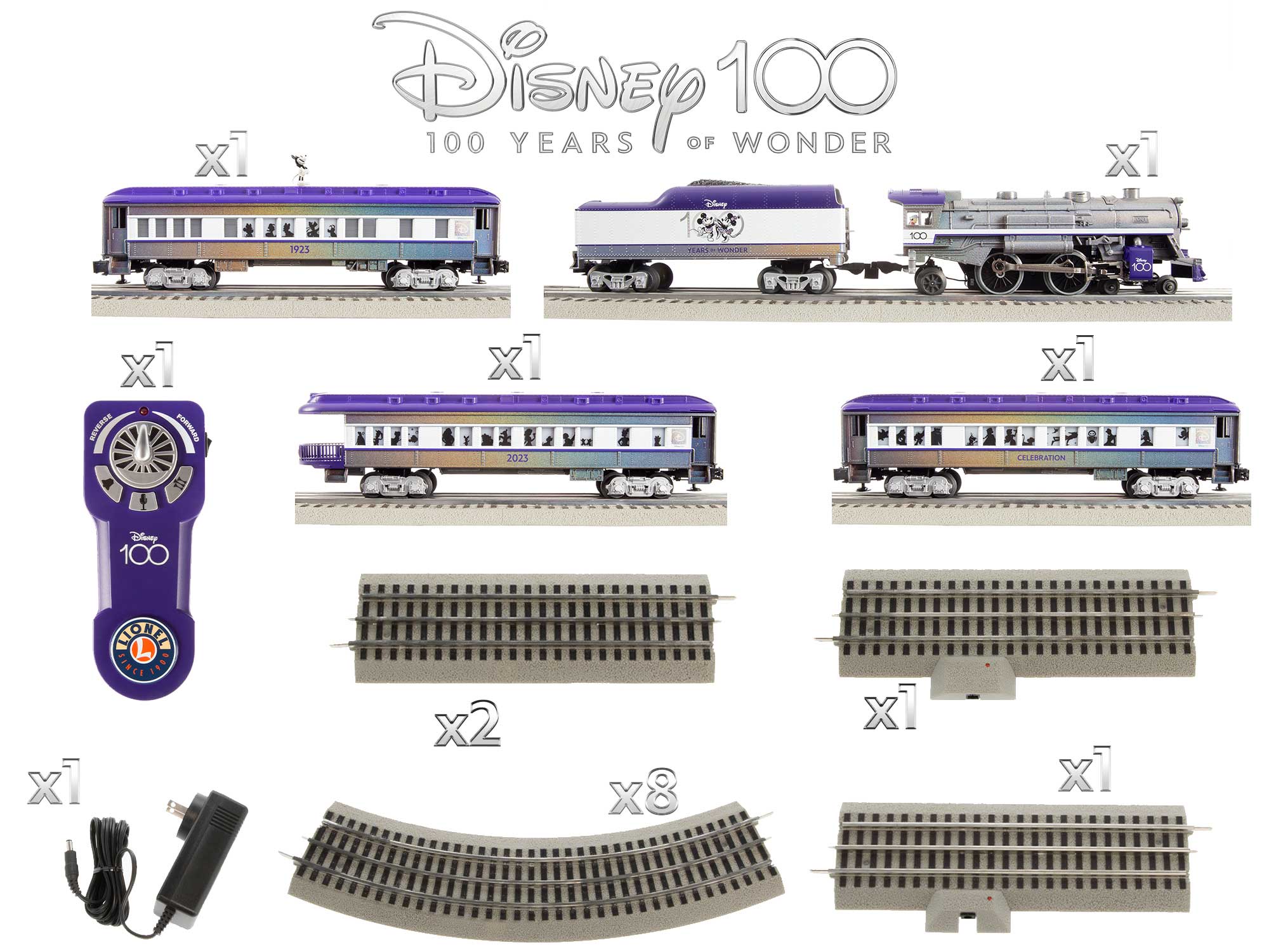 2323040 WALT DISNEY'S MICKEY MOUSE 100TH ANNIVERSARY STEAM PASSENGER TRAIN SET-O