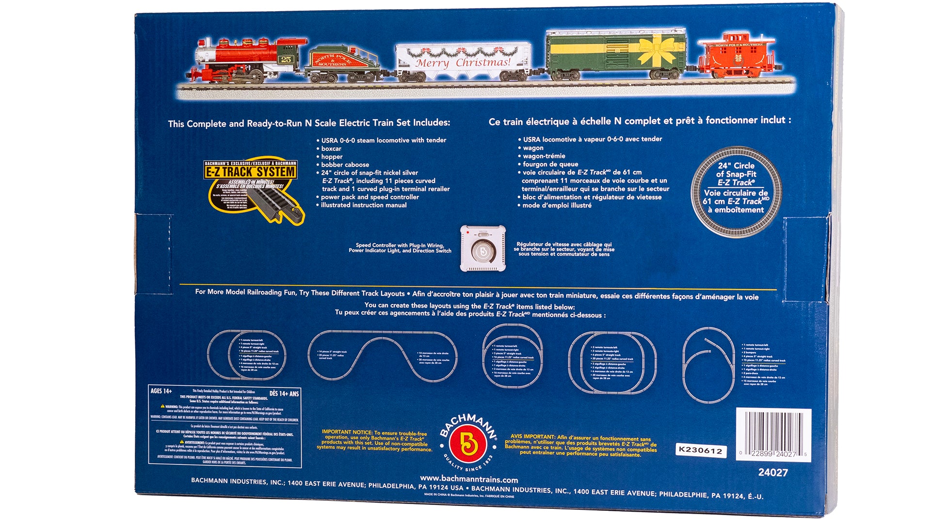 24027 MERRY CHRISTMAS STEAM FREIGHT TRAIN SET-N