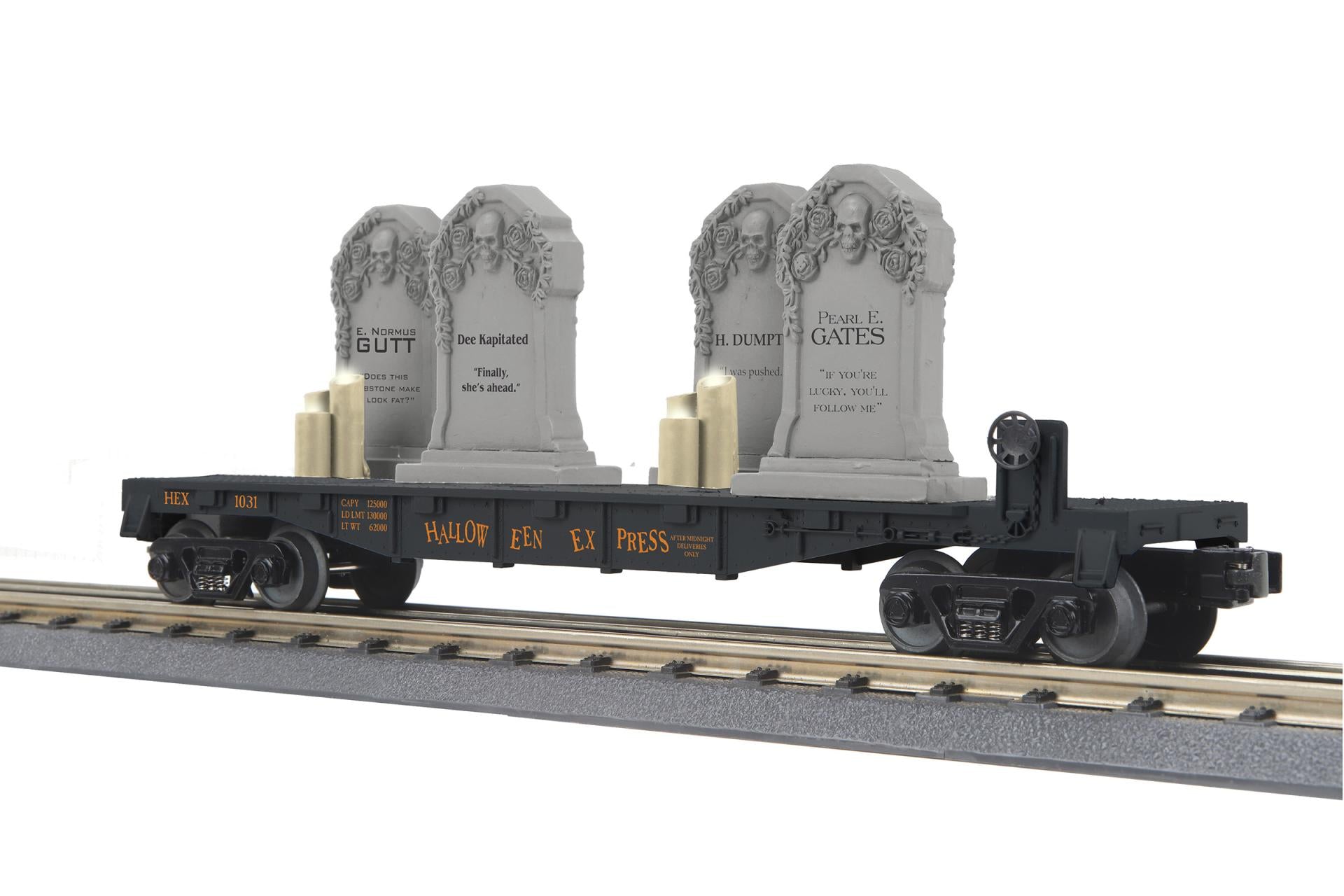 30-76927 HALLOWEEN FLAT CAR WITH HEADSTONES-O