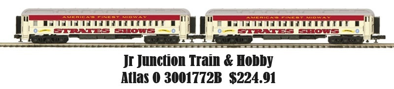3001772B JAMES E. STRATES SHOWS "RED TRAIN" HEAVYWEIGHT PASSENGER 2 COACH CAR SET-O