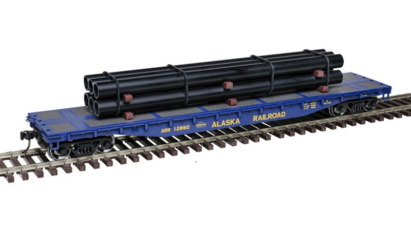 3001880-2 ALASKA RAILROAD 52'-6" FLAT CAR WITH PIPE LOAD #12892-O