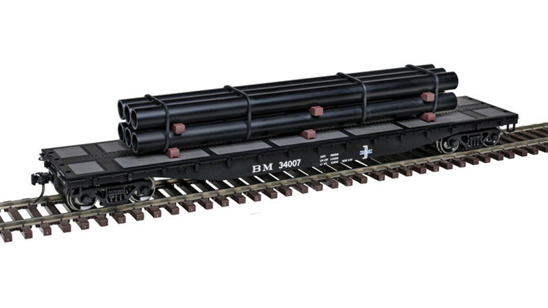 3001882-2 BOSTON & MAINE 52'-6" FLAT CAR WITH PIPE LOAD #34014-O