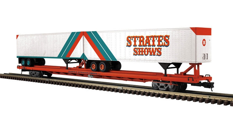 3001966-1 JAMES E. STRATES SHOWS 89'-4" FLAT CAR WITH TRAILERS NO. 22-O