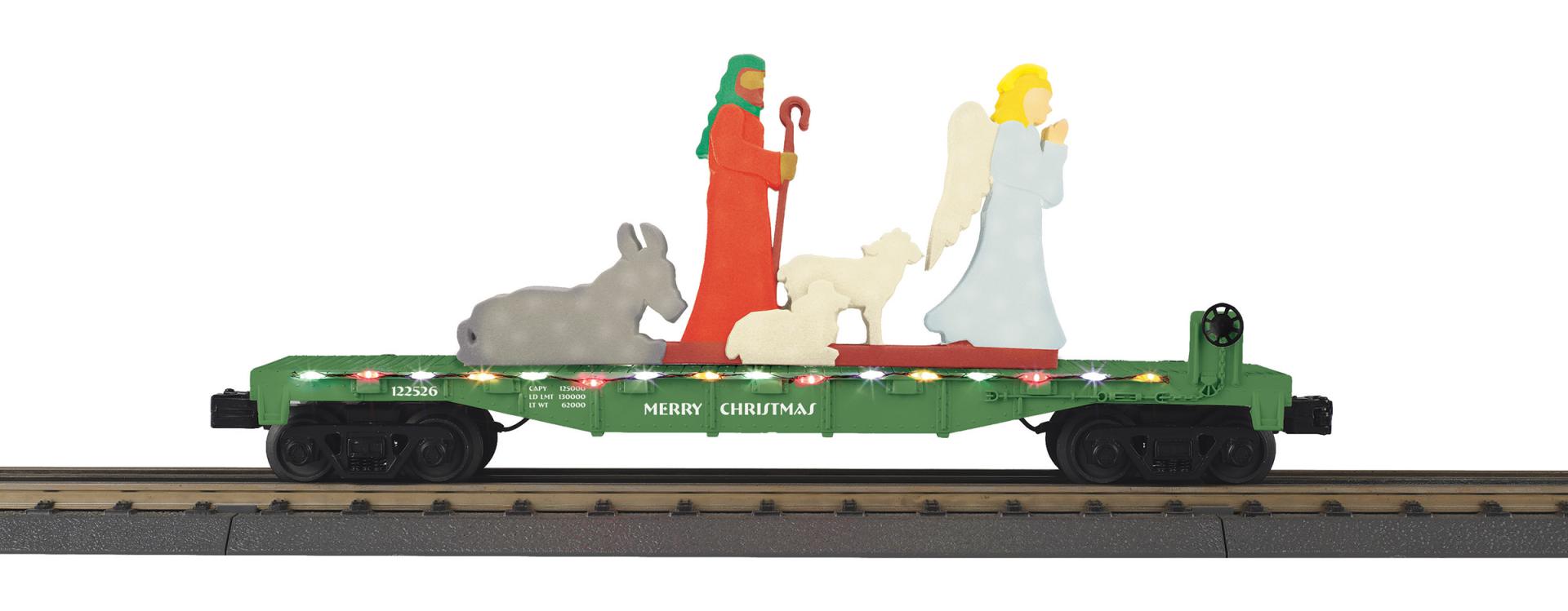 30-76996 CHRISTMAS FLAT CAR W/ LIGHTED SHEPHERD SCENE-O