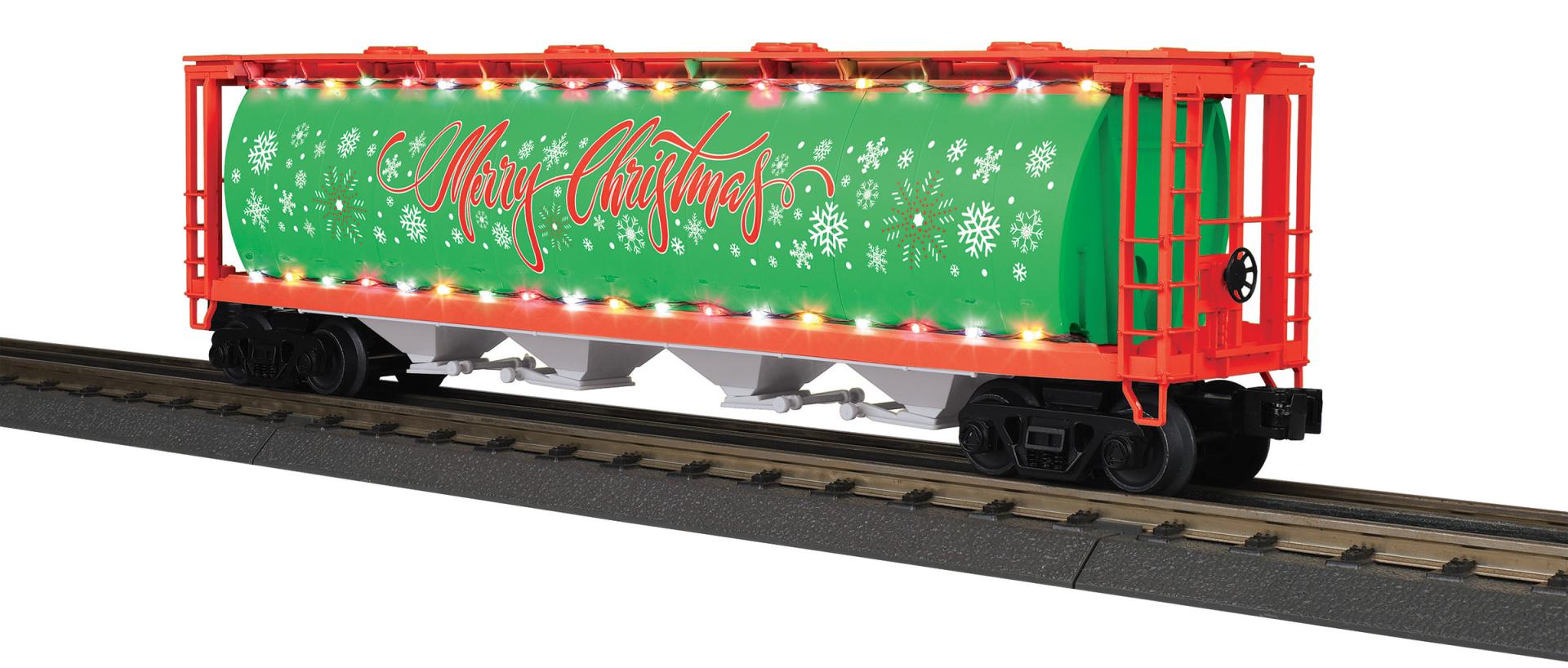 30-75792 MERRY CHRISTMAS CYLINDRICAL COVERED HOPPER W/ CHRISTMAS LIGHTS-O