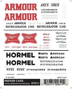 DT611 REEFER CAR DECALS-HO