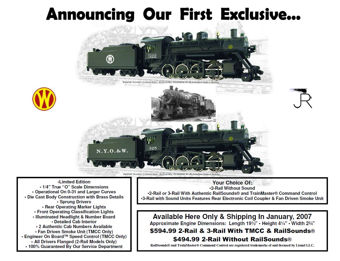 1802-325-S NEW YORK ONTARIO & WESTERN 2-8-0 CONSOLIDATION #325 2RAIL-O