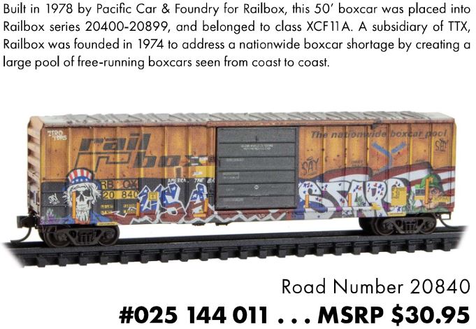 025144011 RAILBOX 50' BOXCAR #20840-N
