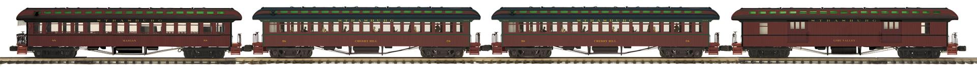 20-62102 STRASBURG RAILROAD 64' WOODSIDE PASSENGER CAR SET-O