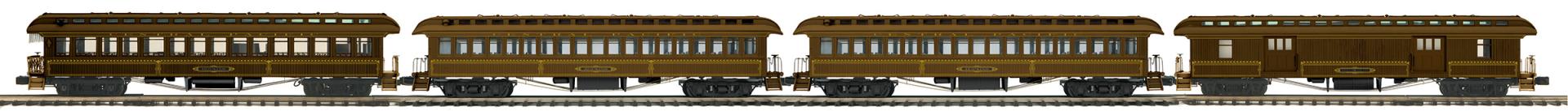20-62108 CENTRAL PACIFIC RAILROAD 64' WOODSIDE PASSENGER CAR SET-O