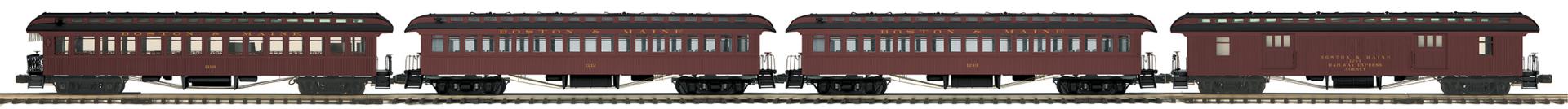 20-62114 BOSTON & MAINE RAILROAD 64' WOODSIDE PASSENGER CAR SET-O