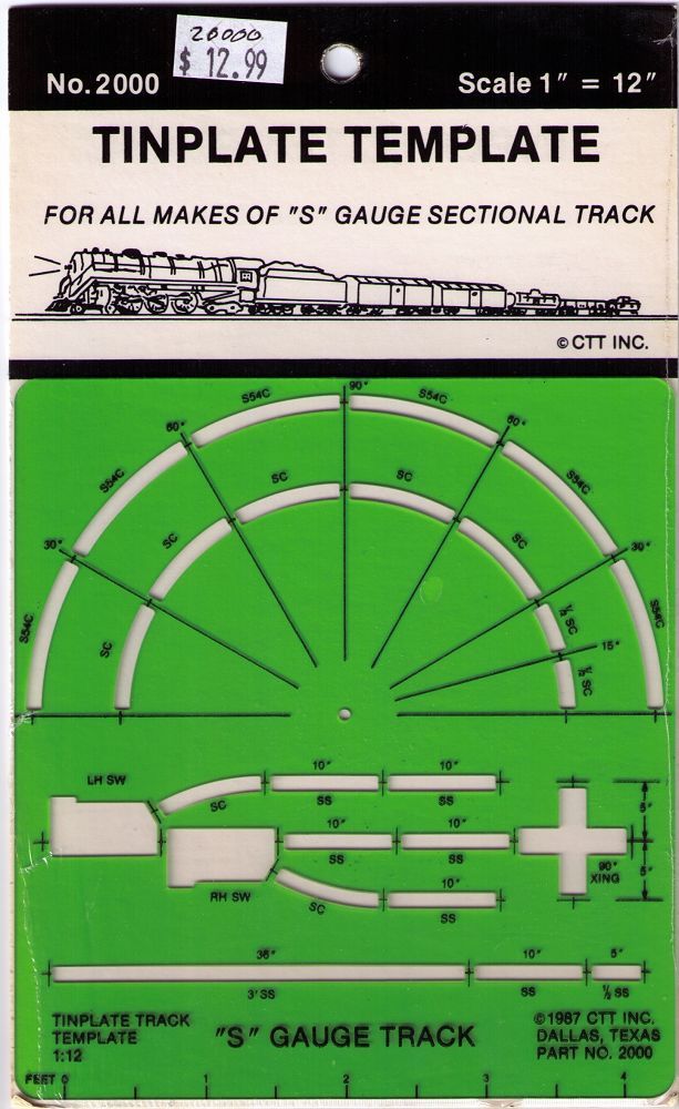 2000 "S" GAUGE TRACK TEMPLATE-S