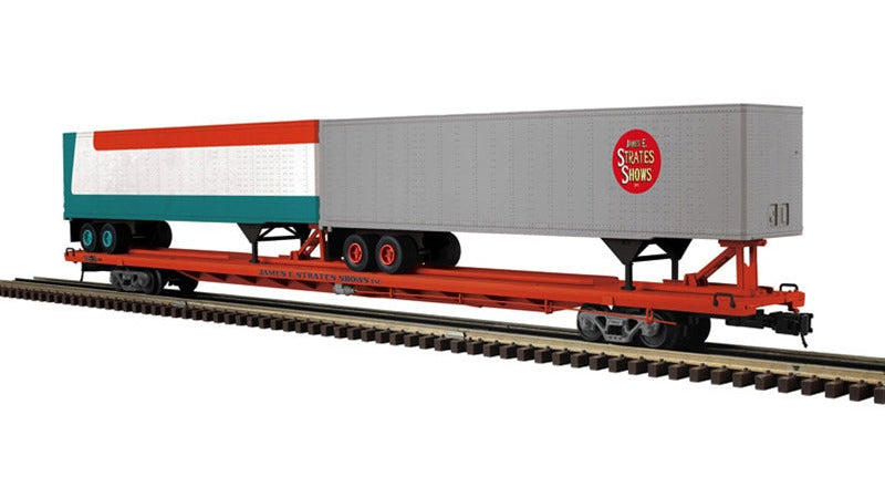 3001966-3 JAMES E. STRATES SHOWS 89'-4" FLAT CAR WITH TRAILERS NO. 38-O