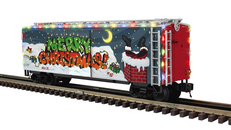3009051 MERRY CHRISTMAS PS1 BOXCAR WITH CHRISTMAS LIGHTS #25-O