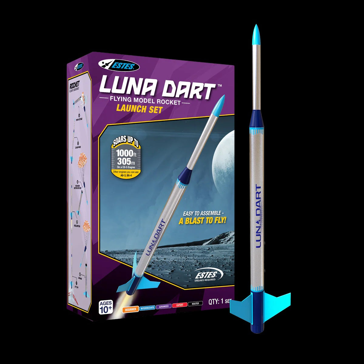 3236 LUNA DART FLYING MODEL ROCKET STARTER LAUNCH SET