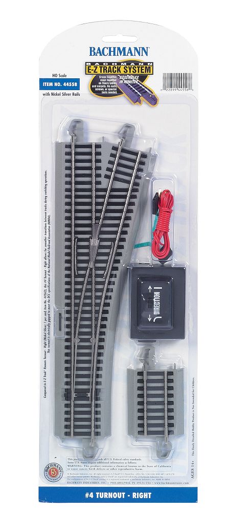 44558 EZ-TRACK #4 RIGHT HAND REMOTE CONTROL SWITCH NICKEL SILVER-HO