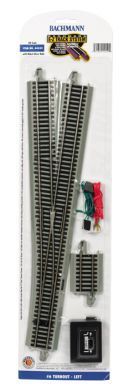 44559 EZ-TRACK #6 LEFT HAND REMOTE CONTROL TURNOUT NICKEL SILVER-HO