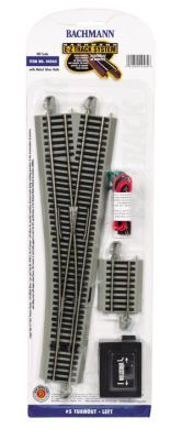 44565 EZ-TRACK #5 LEFT HAND TURNOUT NICKEL SILVER-HO