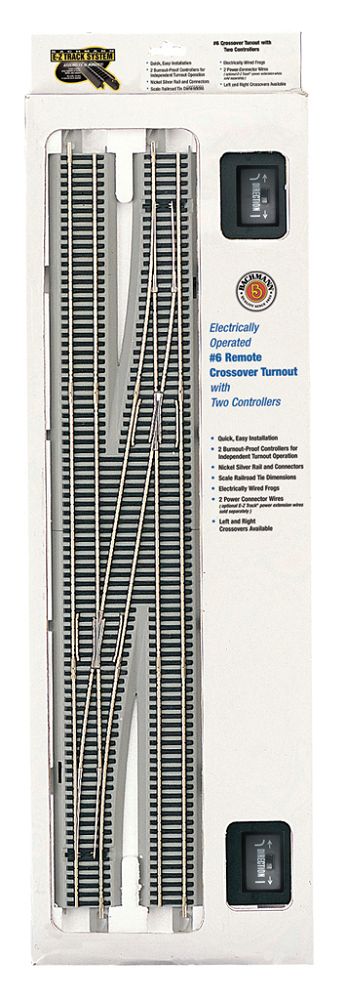 44576 EZ-TRACK #6 RIGHT HAND REMOTE CONTROL CROSSOVER SWITCH SET NICKEL SILVER-HO