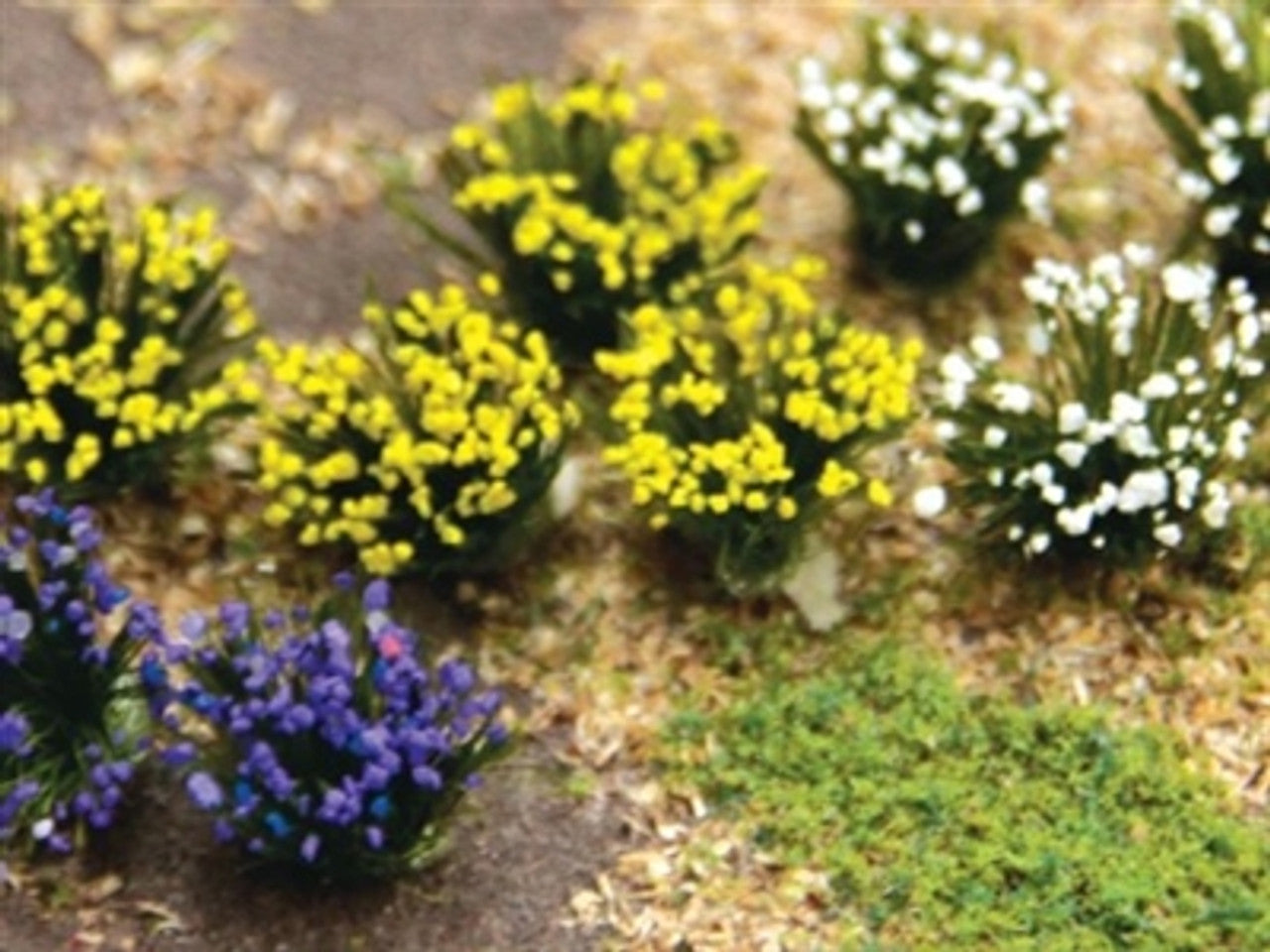 95643 FLOWER BUSHES - PURPLE, YELLOW, WHITE 48PC.