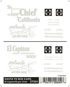 DT604 SANTA FE BOXCAR DECALS-HO