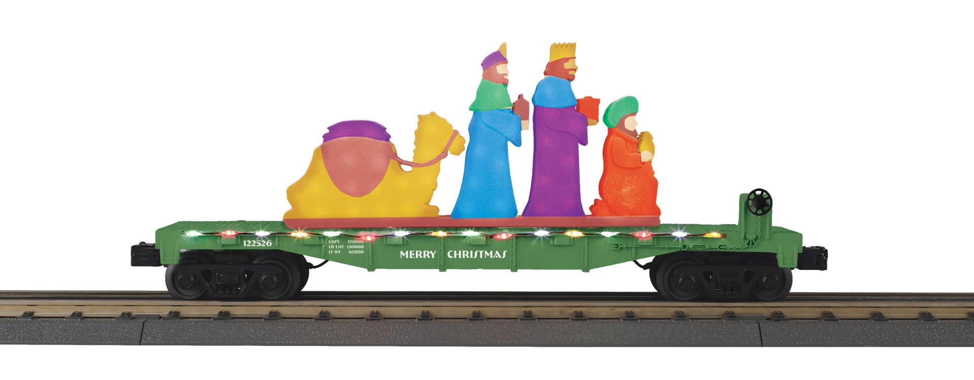 30-76997 CHRISTMAS FLAT CAR W/ LIGHTED WISE MEN SCENE-O