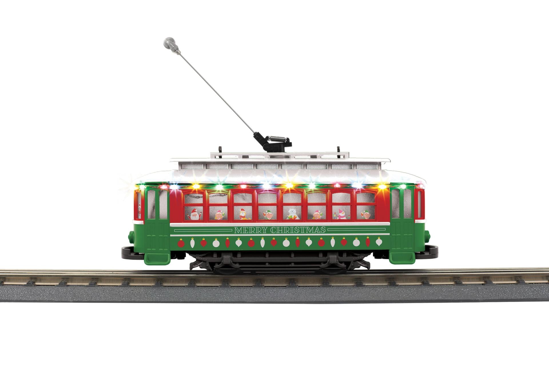 30-5266 CHRISTMAS TROLLEY STREET CAR W/ CHRISTMAS LIGHTS-O
