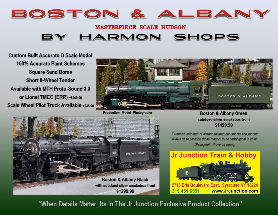 BLKTMCC2RP BOSTON & ALBANY J2 HUDSON STEAM LOCOMOTIVE BLACK W/ 2-RAIL
