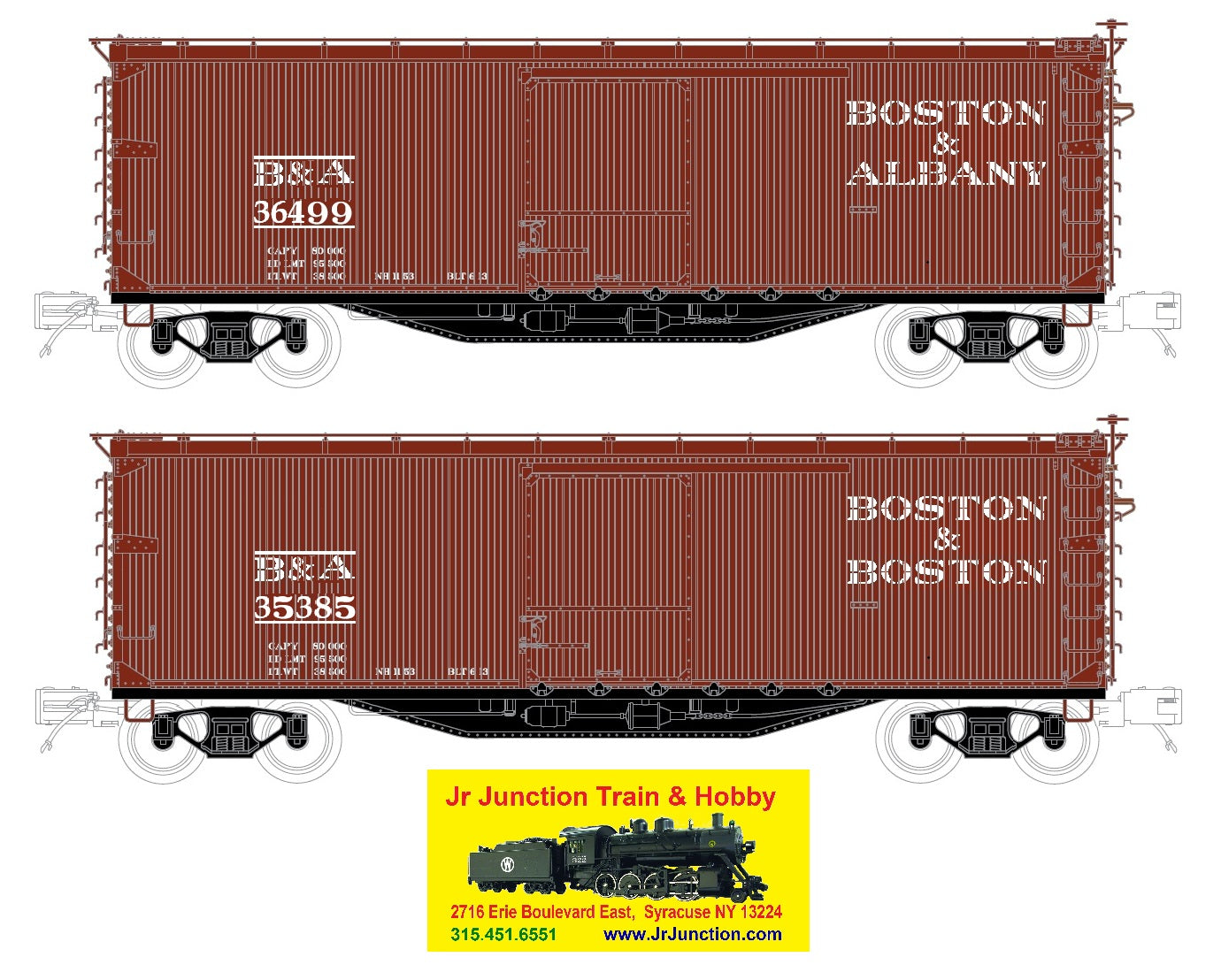 20-99533 BOSTON & ALBANY (BOSTON & BOSTON) DOUBLE SHEATHED WOOD BOXCAR #35385-O